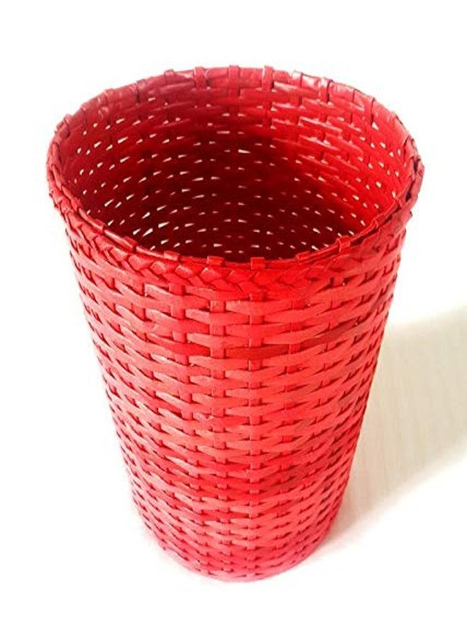 Sonas Creation Paperus, Red, Open-top Dustbin, Waste Basket, Paper Bin, Trash Can, Vase, Storage Basket, Standard Size 10 Liter, 11 inch Tall Eco-Friendly, Handmade of Paper Ropes - Image 1